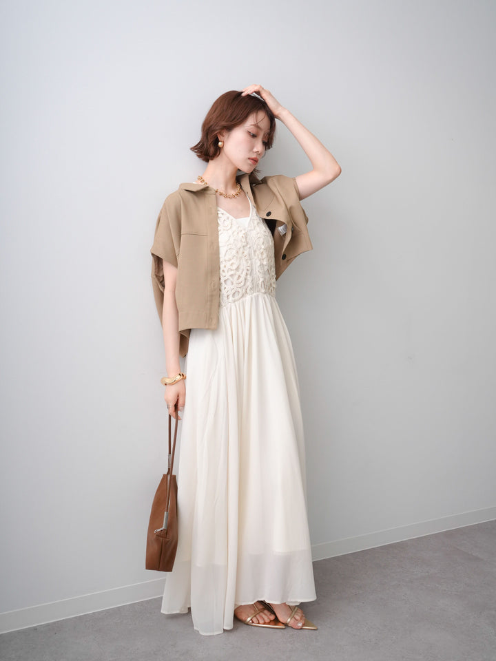 [予約]クロシェシフォンキャミワンピース/ivory