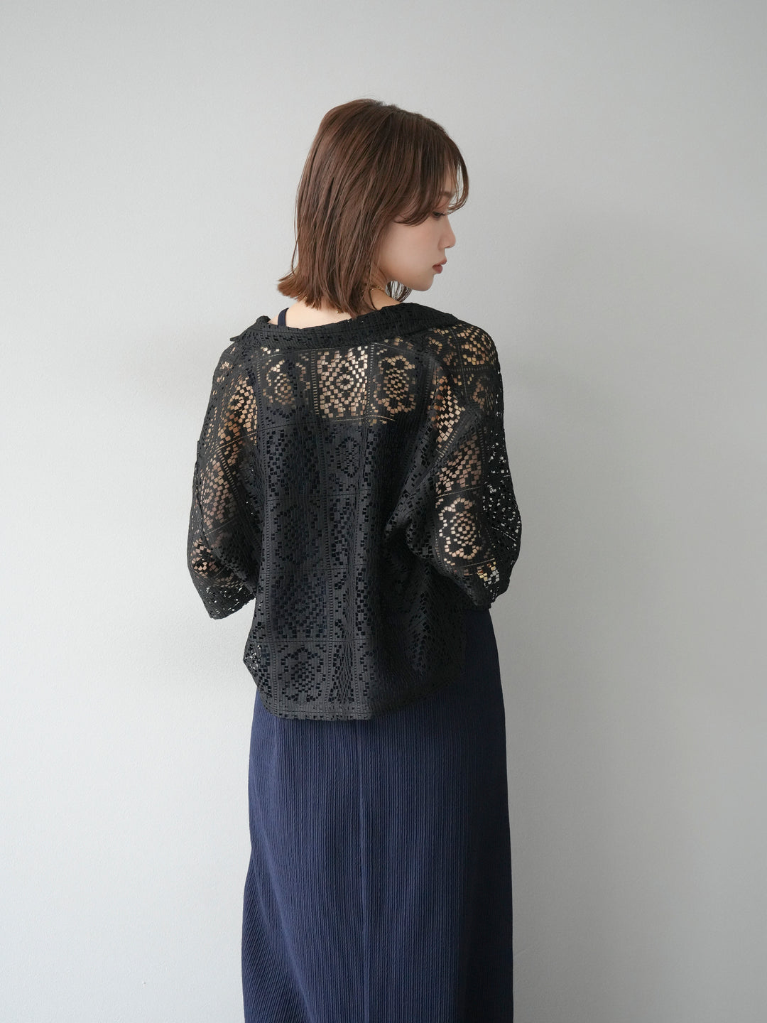 [予約]レースハーフショートジャケット/ブラック