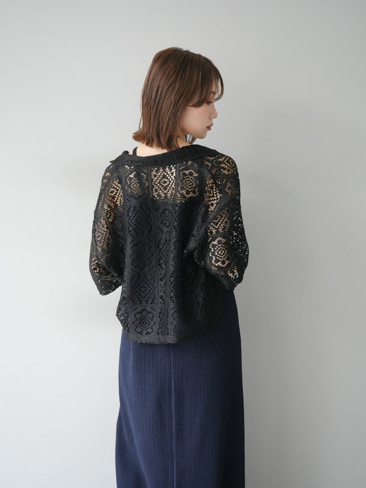 [予約]レースハーフショートジャケット/ブラック