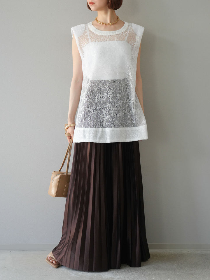 [予約]シャイニーレースプルオーバー/オフホワイト