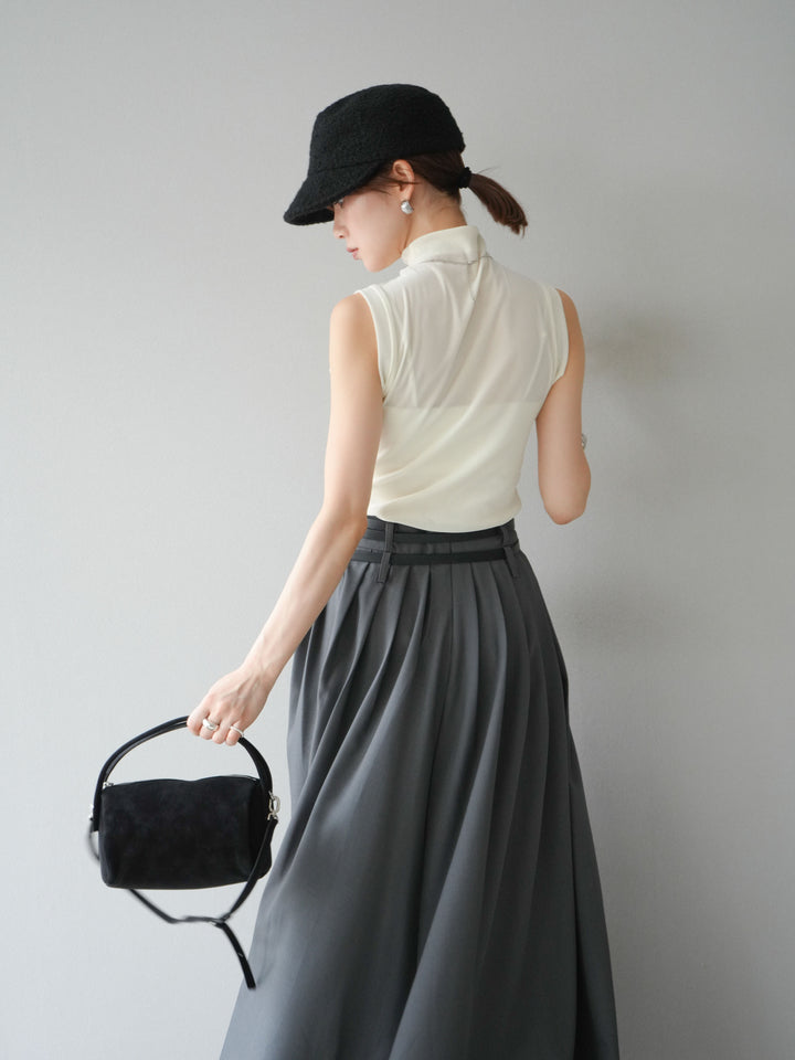 [予約]シアーベロアプチネックノースリーブトップス/アイボリー