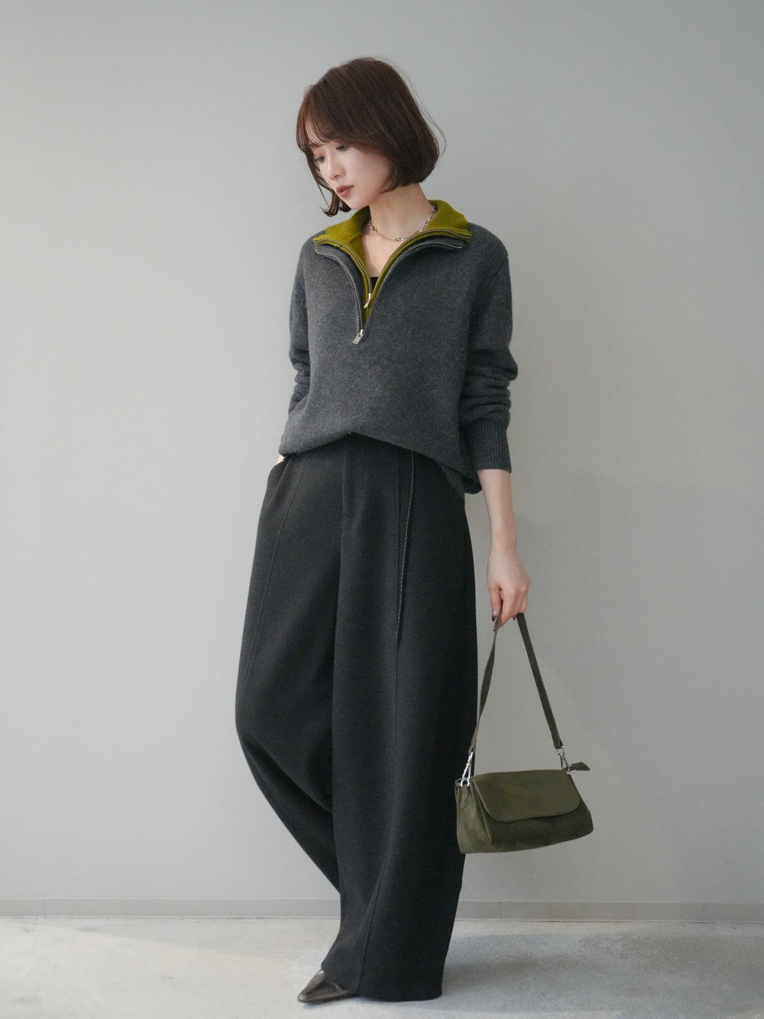 [予約]ウールタッチカーブパンツ/darkgray