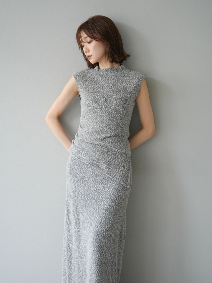 [予約]ブークレアシメニットノースリーブトップス/グレー