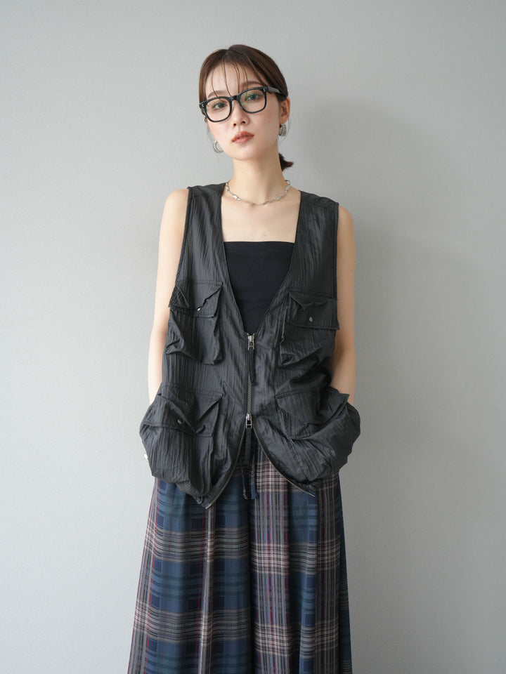 [予約]ナイロンBIGポケットシアーベスト/チャコール