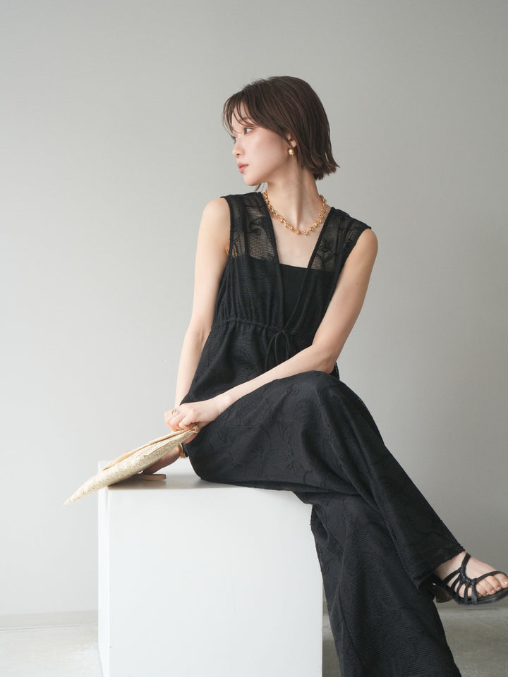 [SET]レース刺繍サロペット+選べるアクセセット(2set)