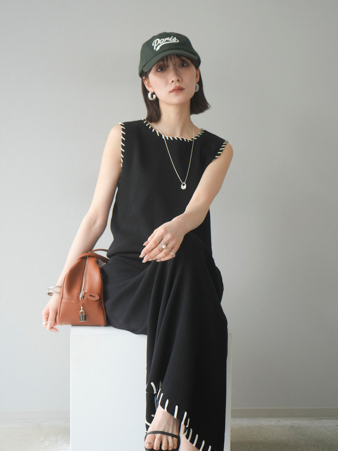 [SET] 亞麻手織套頭衫 + 亞麻手織緊身裙 (2 件套)