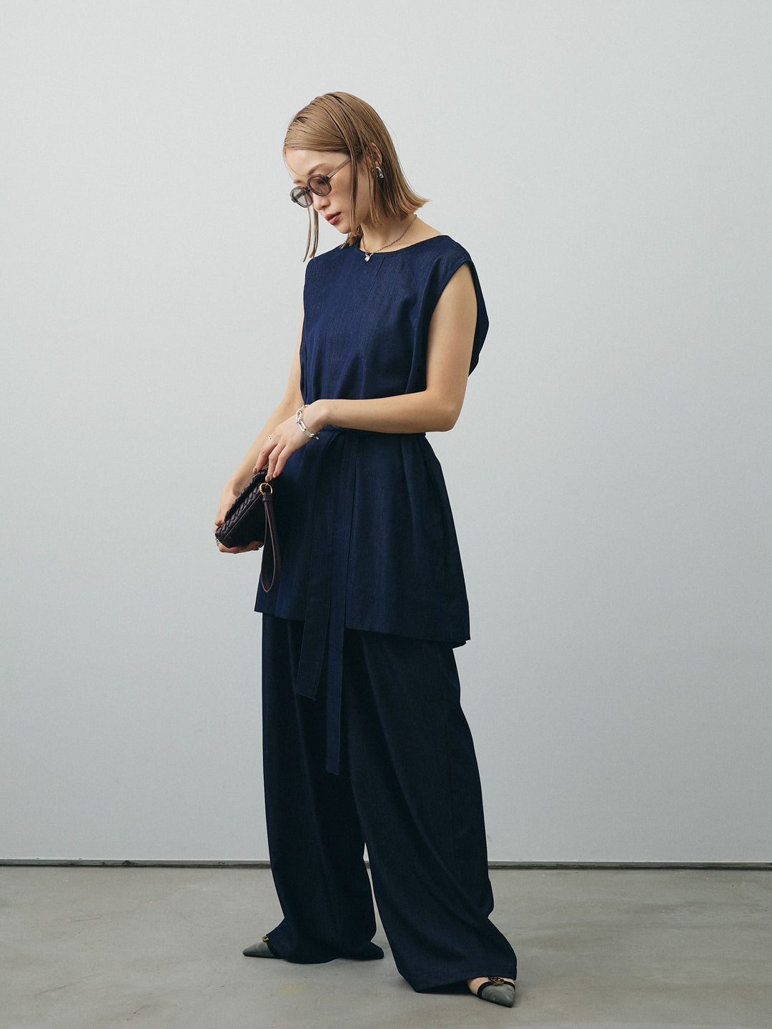 [SET]テンセルデニムノースリーブ＆ワイドパンツSET UP+テンセルデニムノースリーブ＆ワイドパンツSET UP(2set)