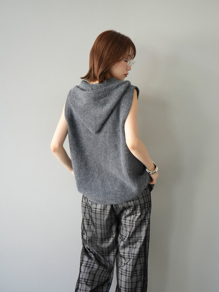 [予約]ノースリーブニットパーカー/グレー