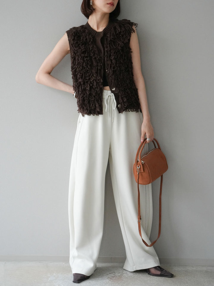 [予約]前開きループニットベスト/ブラウン