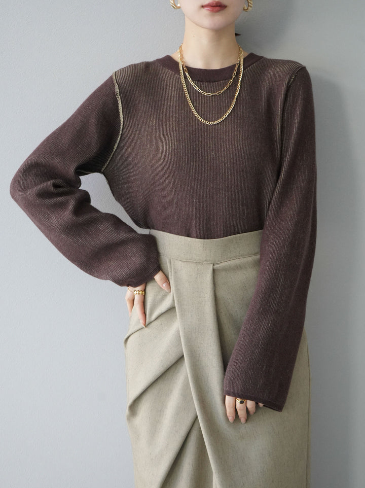 [套裝] 雙面配色羅紋針織套頭衫 + 可選飾品套裝（2 套）