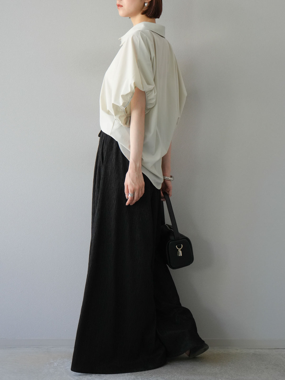 [予約]楊柳バギーパンツ/ブラック