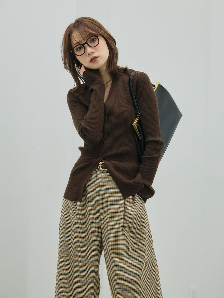 【Allure】[SET]フロントツイストリブニットトップス+フロントツイストリブニットトップス(2set)