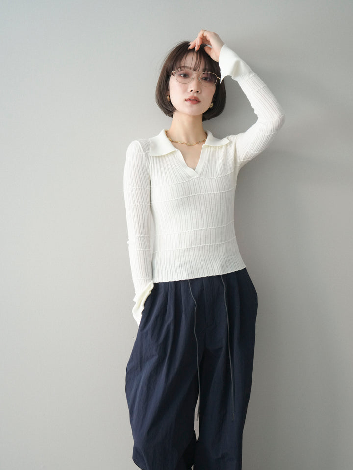 [予約]シアーリブスキッパーニットトップス/ivory