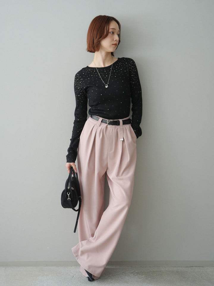 [予約]ベルト付キーホルダーモチーフワイドパンツ/pink