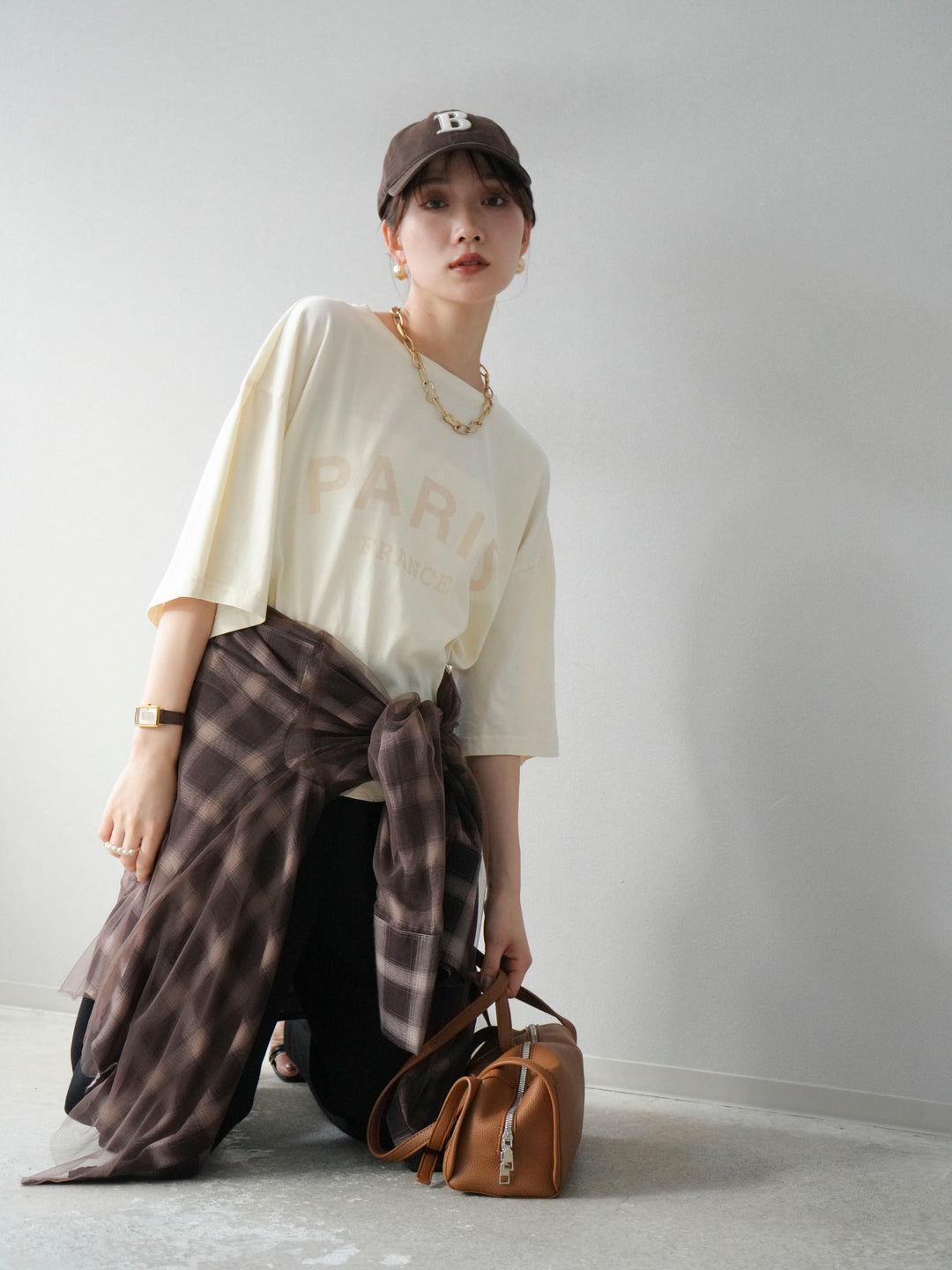 [予約]ピグメントロゴプリントTシャツ/アイボリー