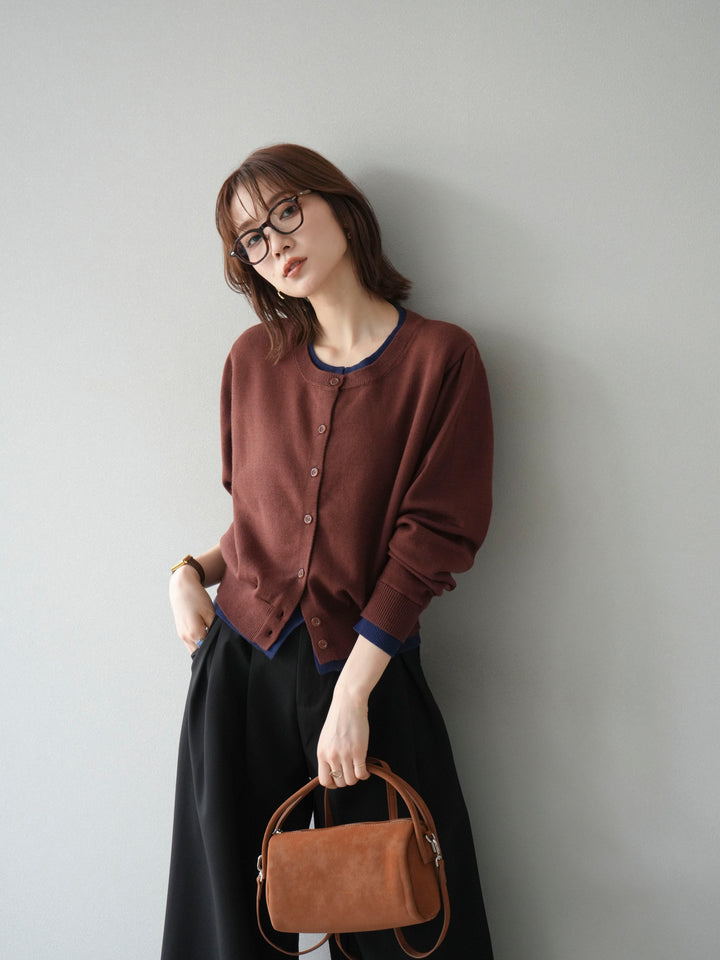 【SET】同色系疊穿開襟衫+雙褶寬褲（2件組）