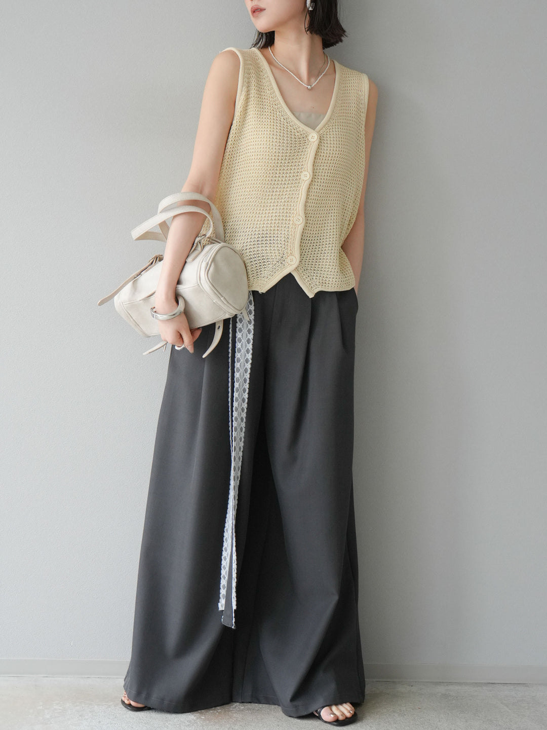 【預購】華夫格針織背心/黃色