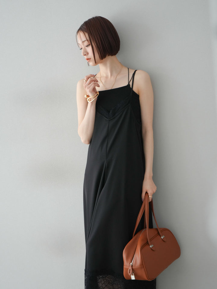 【預購】蕾絲疊層吊帶裙/黑色