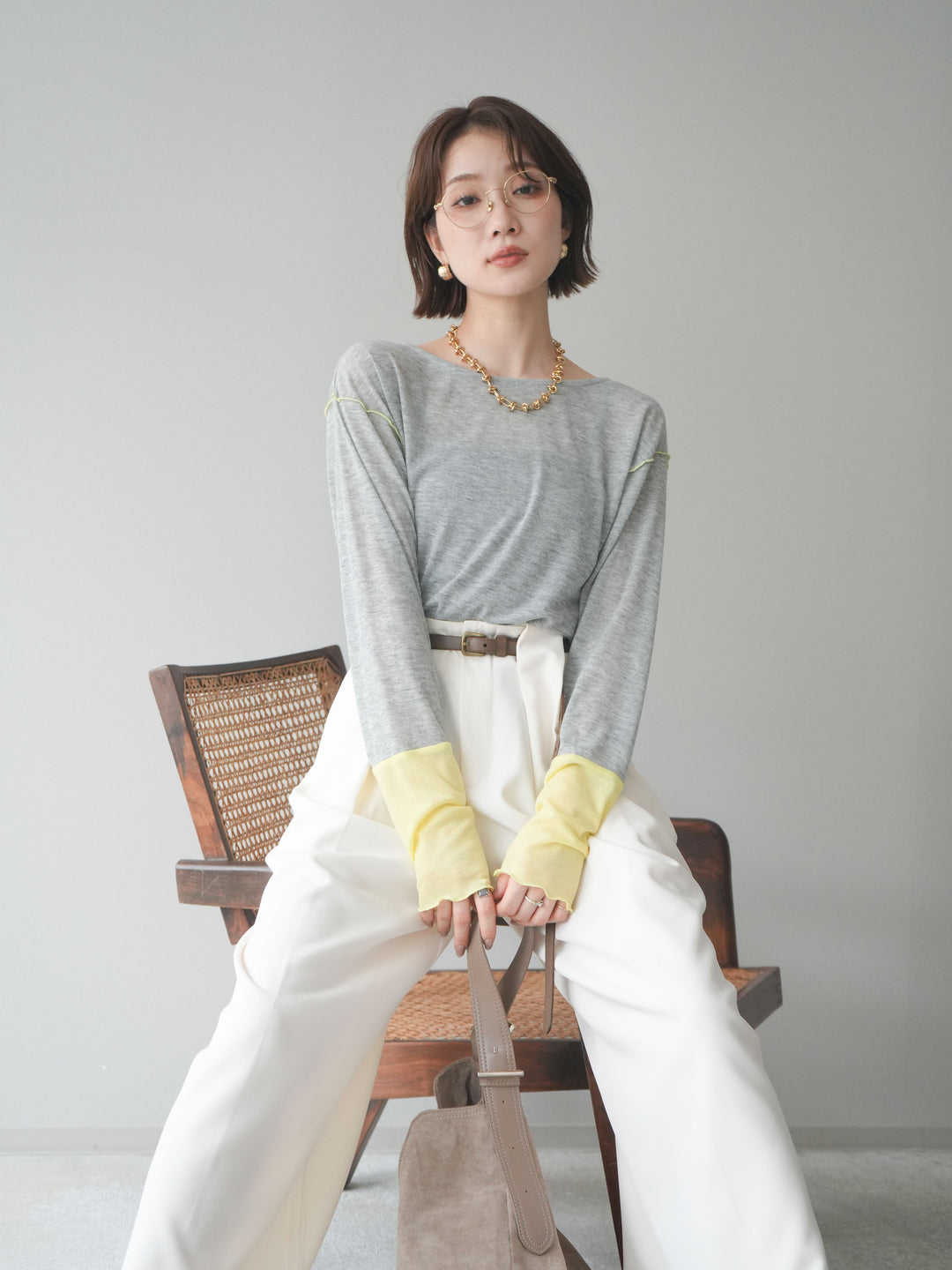 [SET]配色メロウトップス+配色メロウトップス(2set)