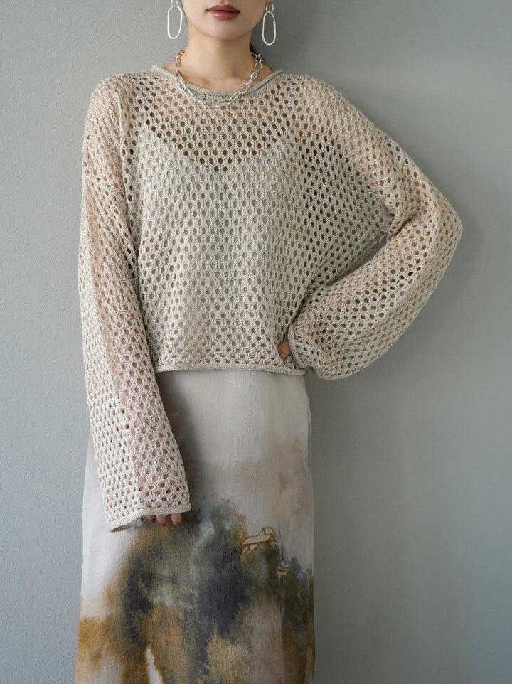 [Pre-order] Sequin Mesh Knit Pullover/Mocha