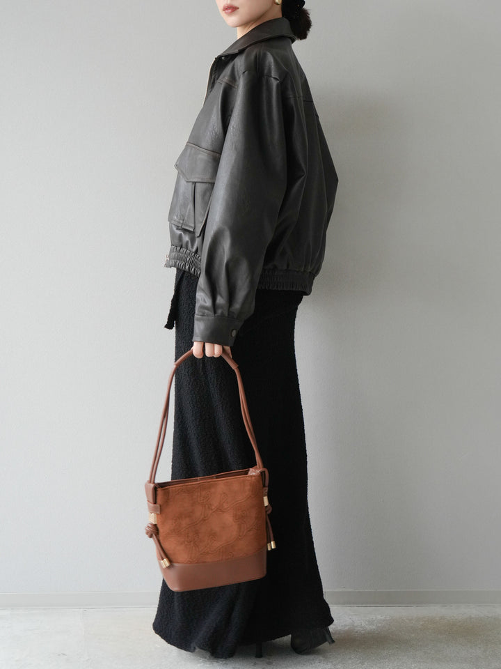 [予約]ブークレーニットIラインスカート/ブラック