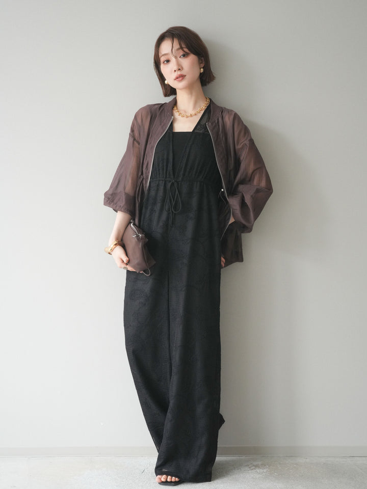 [SET]レース刺繍サロペット+ドロストシアーブルゾン(2set)