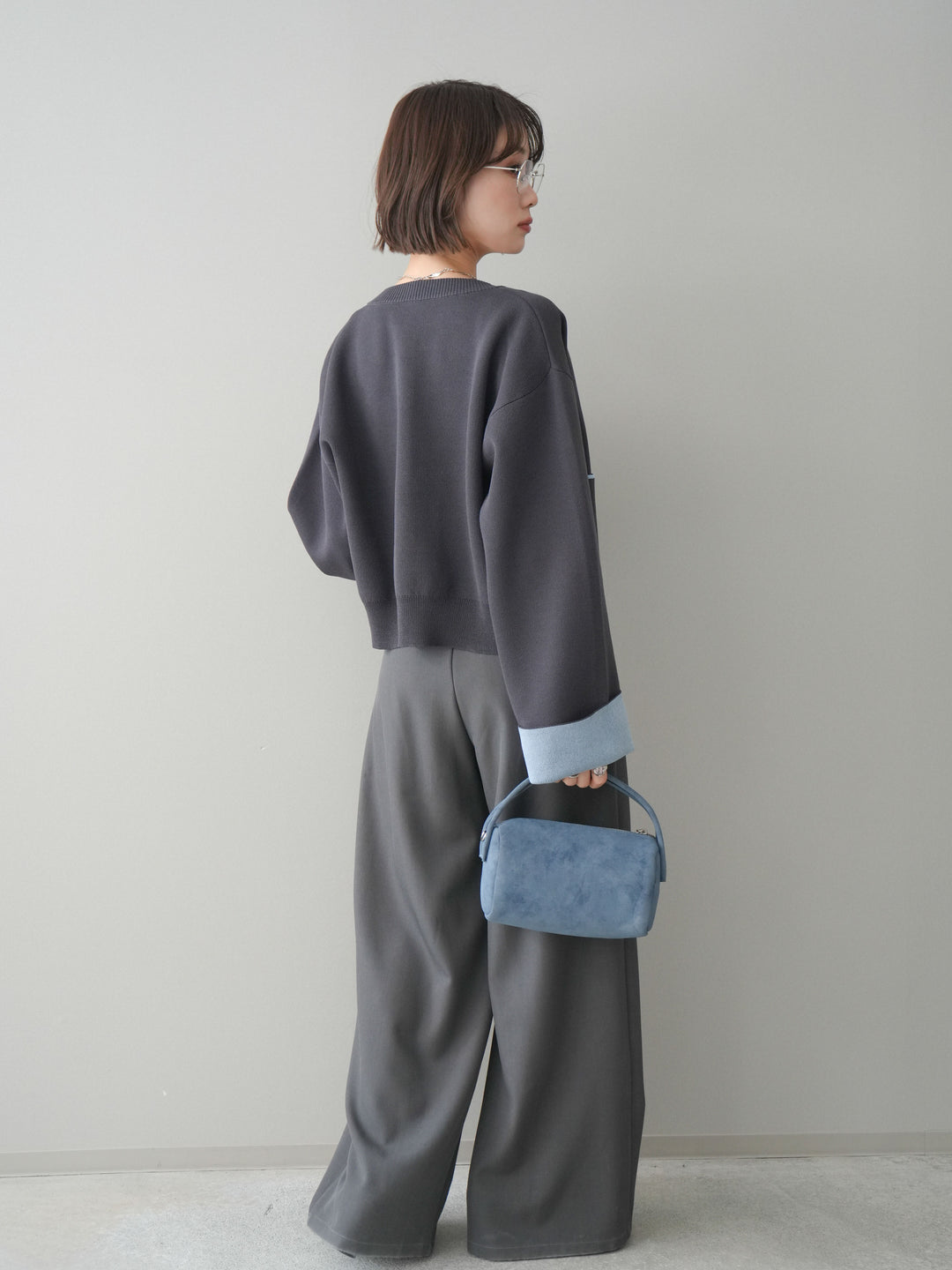 [SET]レーヨンポリダブルフェイスニットカーディガン+ベルトループデザインワイドパンツ(2set)