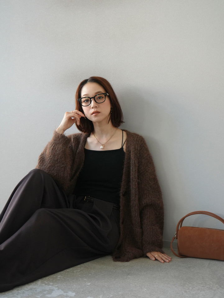 [予約]ウール混オーバーニットカーディガン/ブラウン