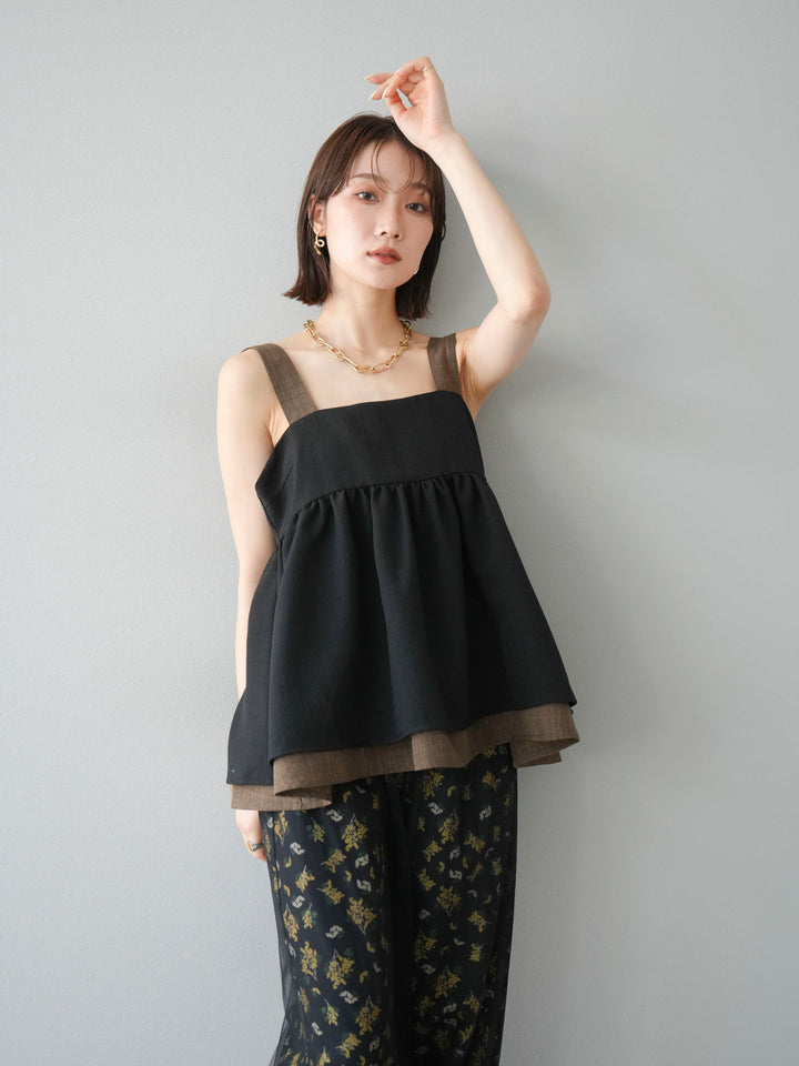 [SET]リネンライク配色フレアタンクトップ+選べるアクセセット(2set)