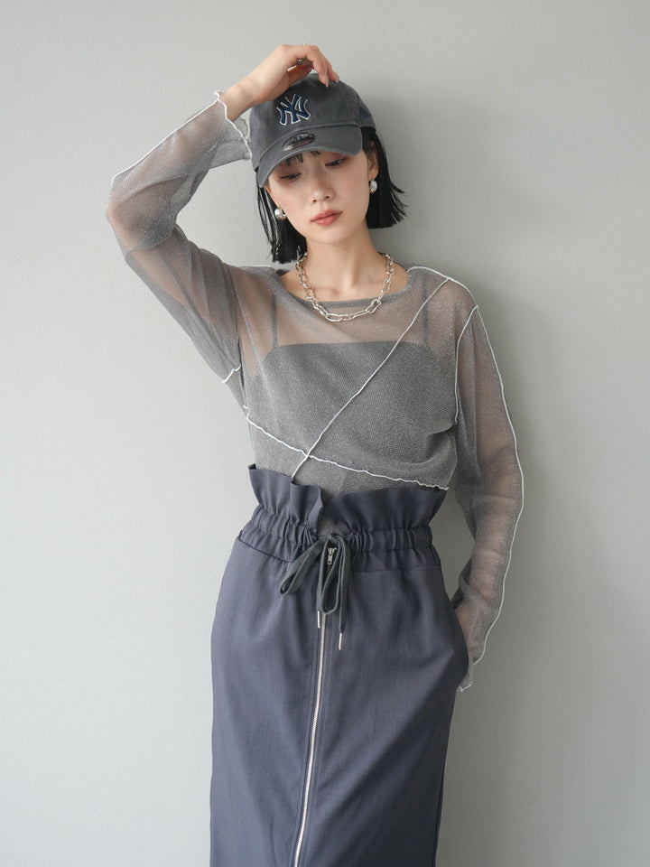 [予約]ラメシアーバイカラーメロープルオーバー/チャコール