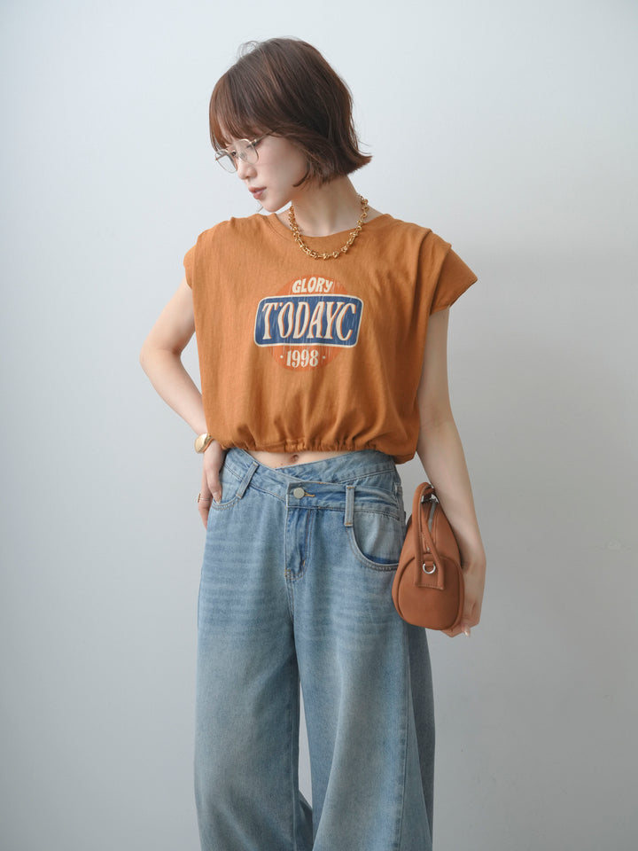 [SET]ヴィンテージロゴドロストTEE+アシンメトリーウエストワイドデニム(2set)