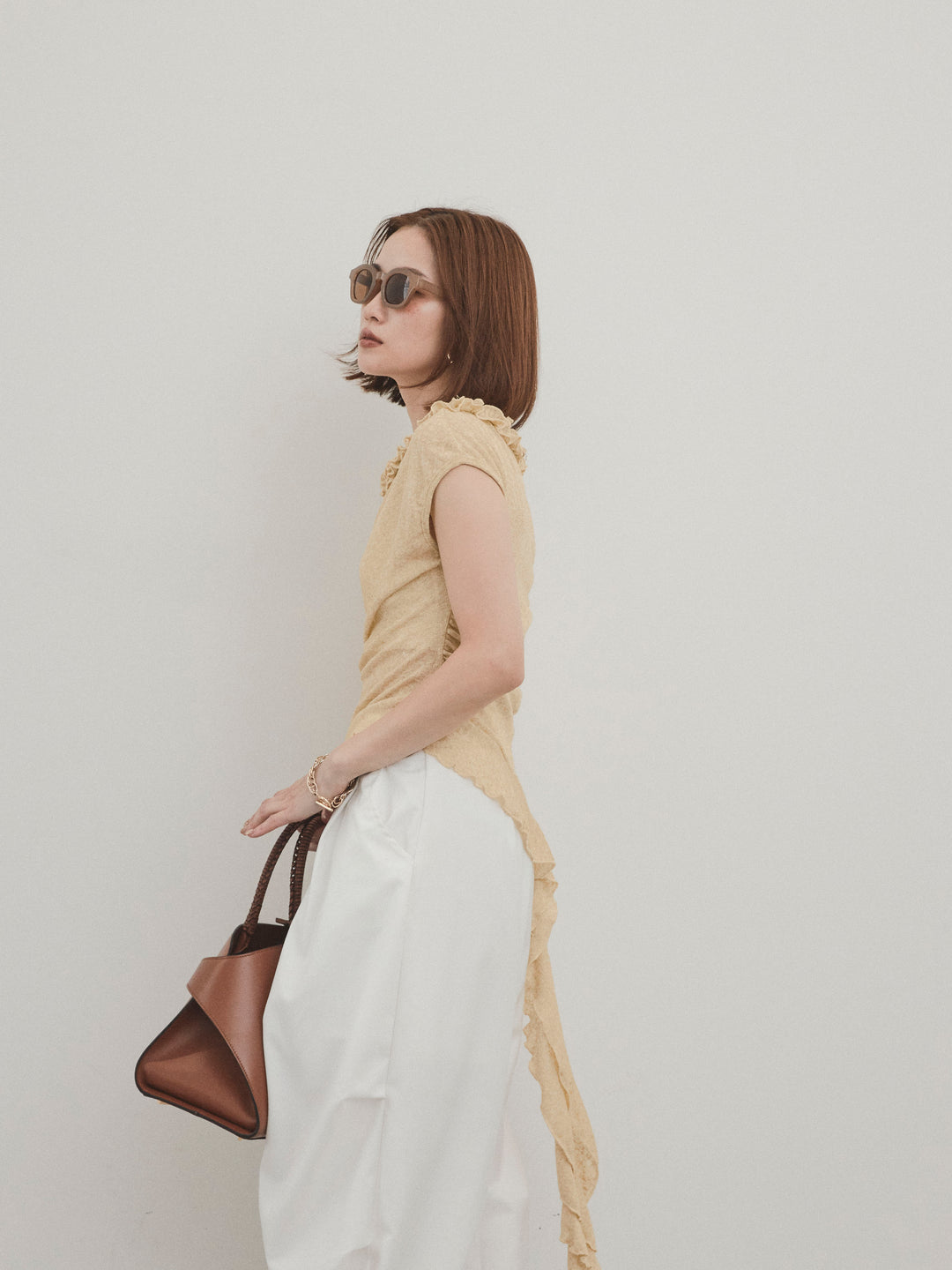 [SET]ラッフルシアーニットタンクトップ+ラッフルシアーニットタンクトップ(2set)