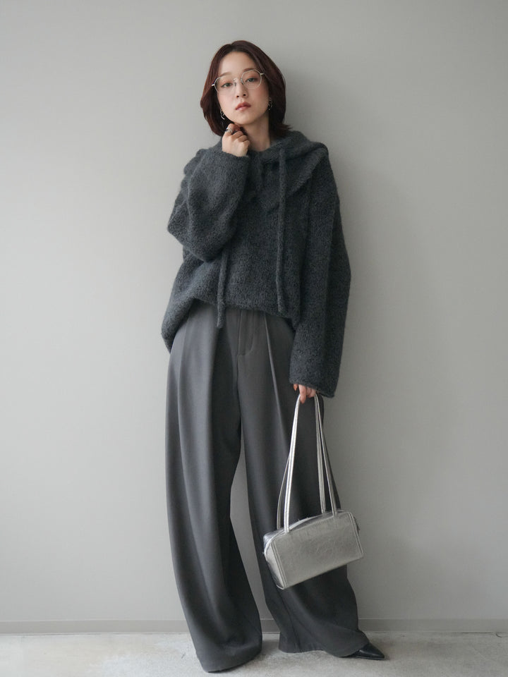 [SET]バラクラバSETニットプルオーバー+ベルトループデザインワイドパンツ(2set)