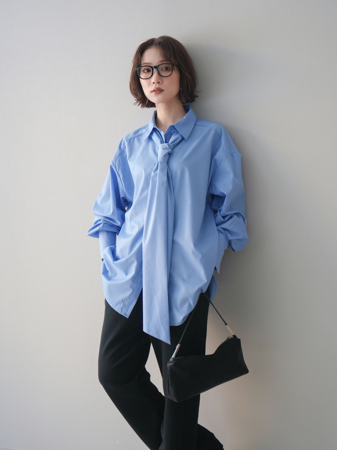 [SET]ボウタイ付オーバーシャツ+選べるアクセセット(2set)