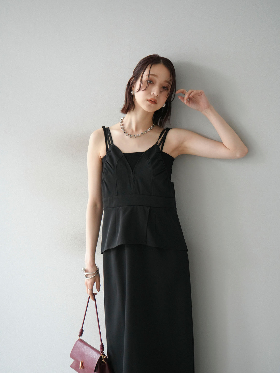 [予約]ビスチェデザインキャミワンピース/ブラック