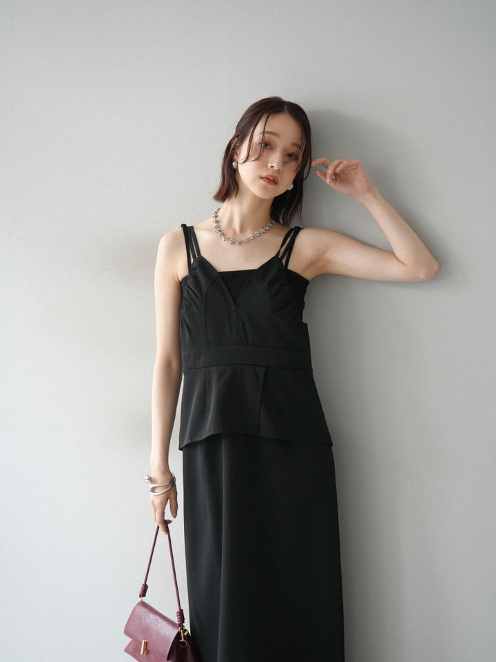 [予約]ビスチェデザインキャミワンピース/ブラック