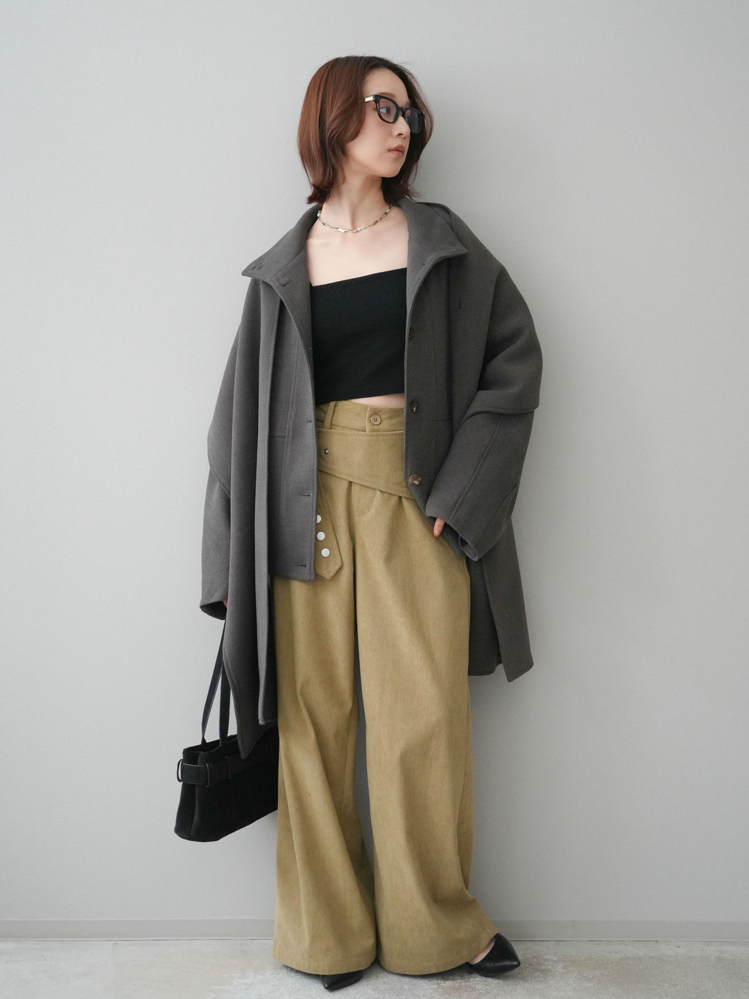 [予約]コーデュロイ巻きベルト付きパンツ/beige