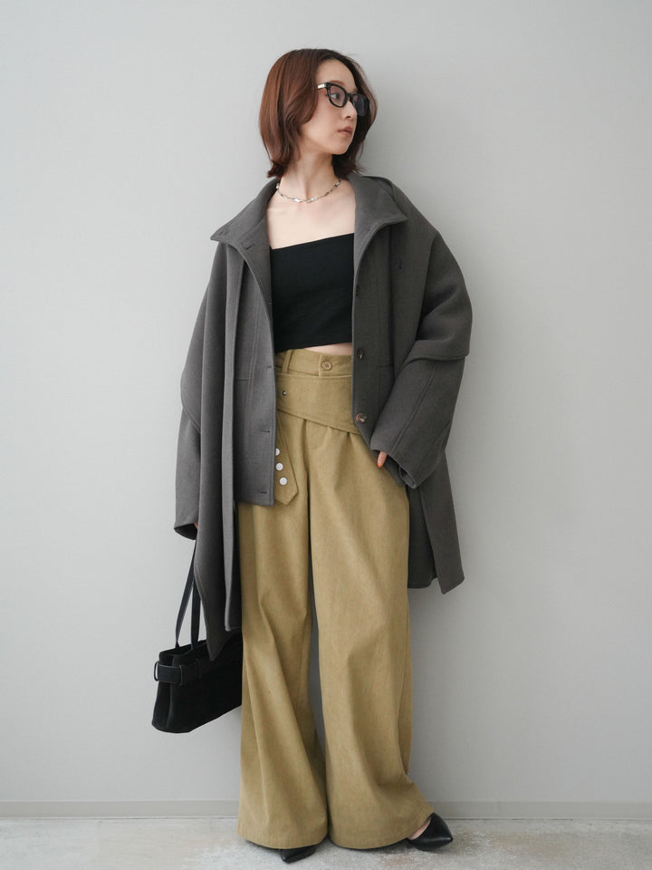 [予約]コーデュロイ巻きベルト付きパンツ/beige