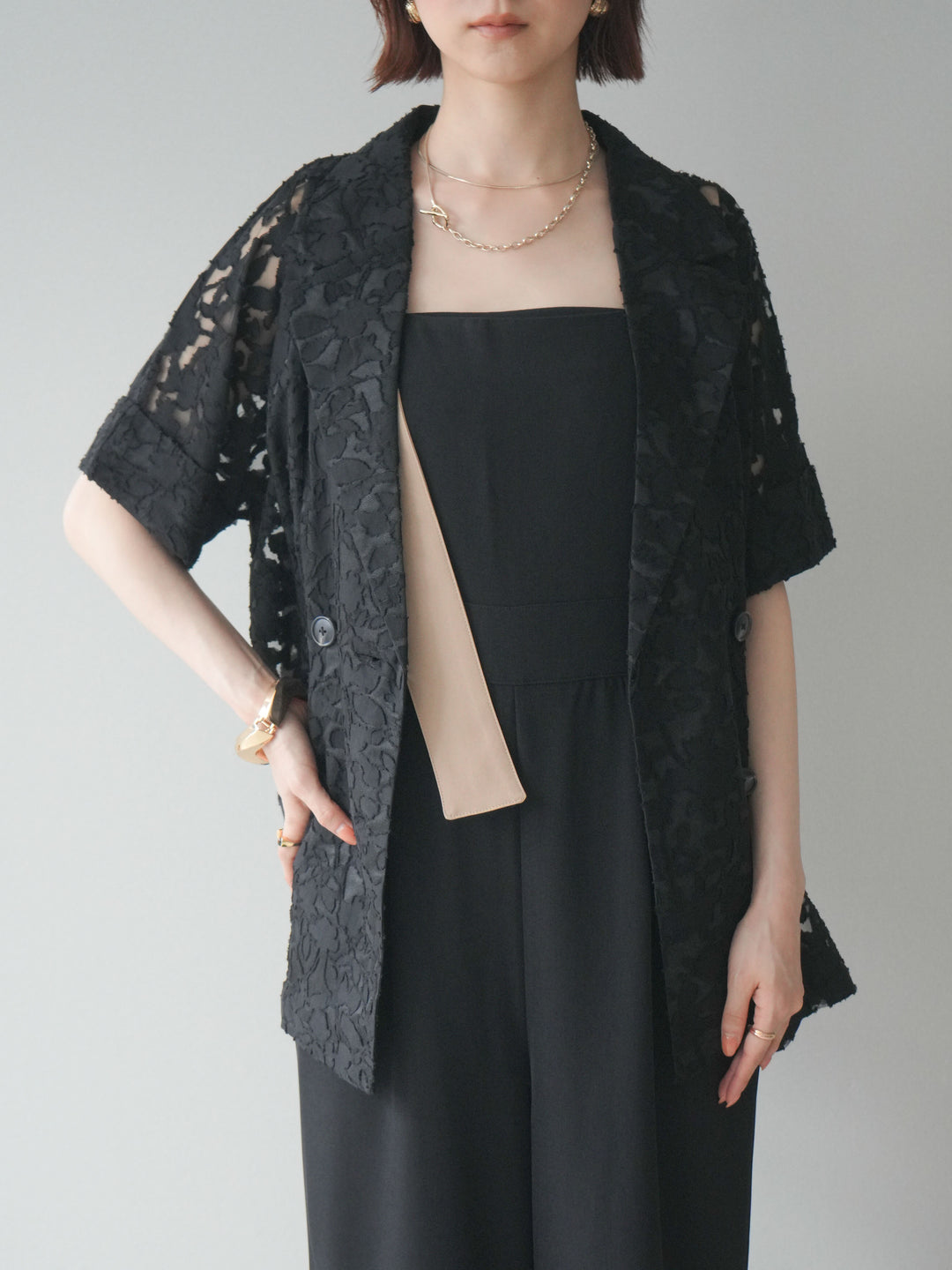 [SET]ショルダーリボンサロペット+選べるアクセセット(2set)