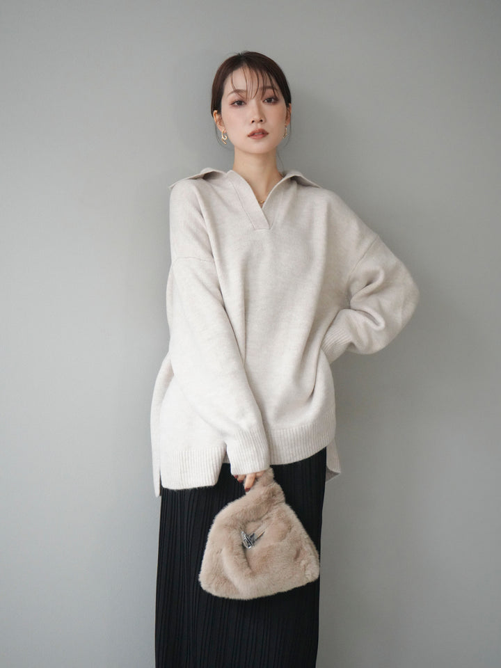 [予約]スキッパーオーバーニットプルオーバー/oatmeal