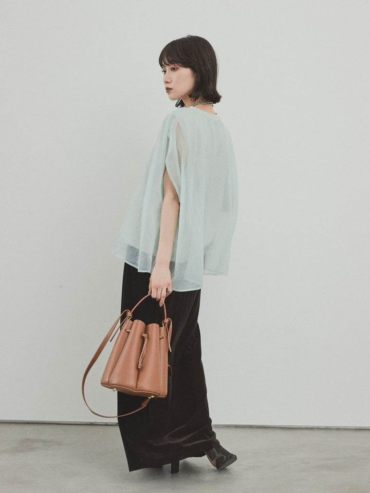 [SET] 緊湊光滑透視層疊上衣 + 天鵝絨低腰裙 (2set)