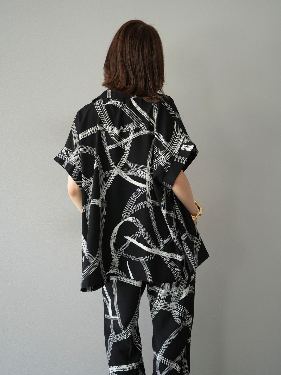 [予約]サークル柄ハーフジャケット/ブラック