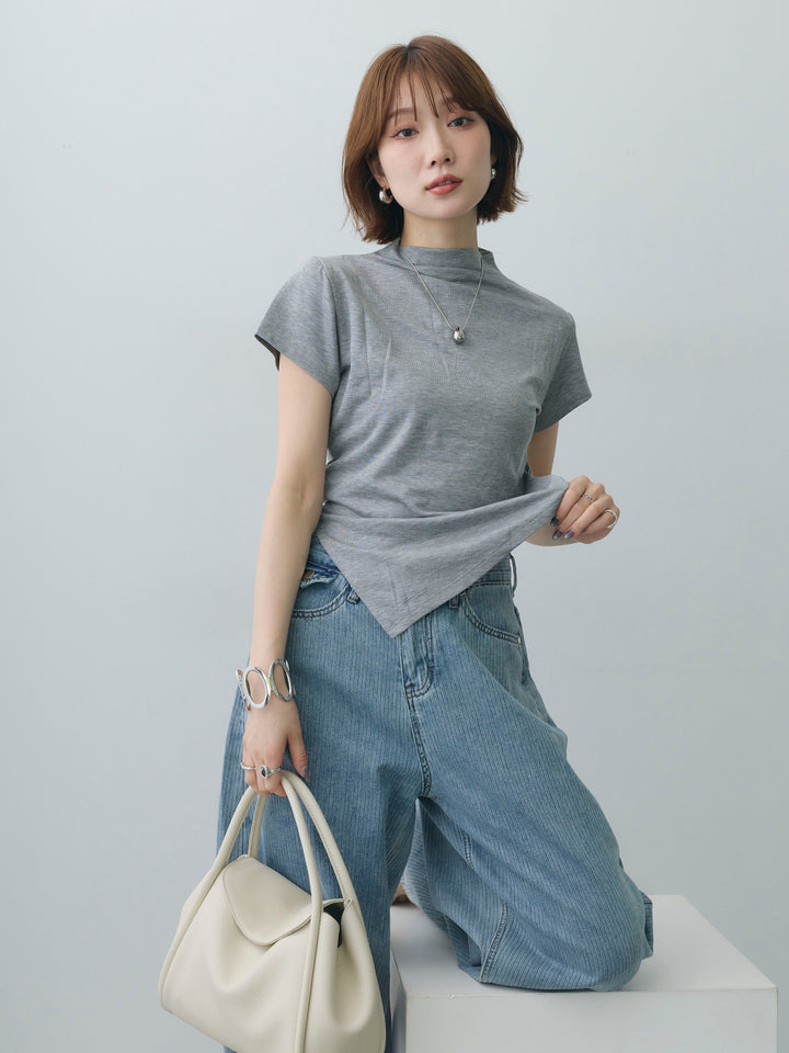 [SET]ヘムアシメバックボタンデザインフレンチトップ+ヘムアシメバックボタンデザインフレンチトップ(2set)