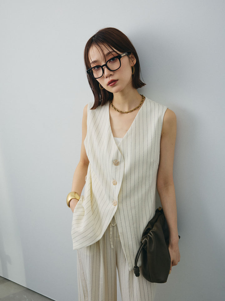 [SET] 條紋背心＆寬褲SET UP（2件套）