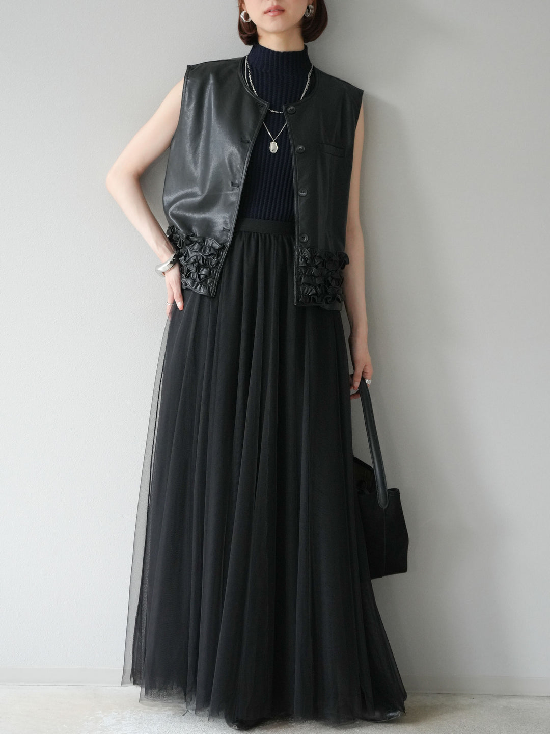 [予約]チュールボリュームスカート/ブラック