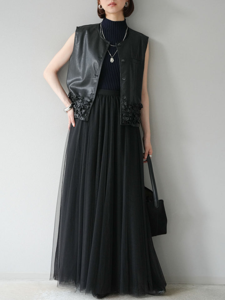 [予約]チュールボリュームスカート/ブラック