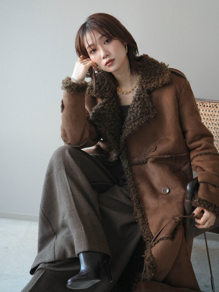 [予約]ムートンロングコート/brown