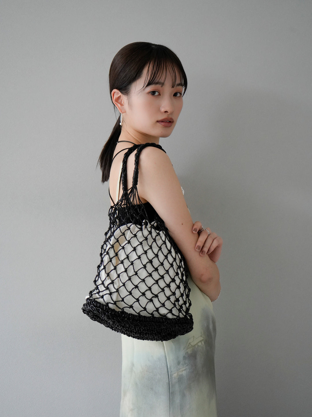 [Pre-order] Macrame bag with drawstring/Black
