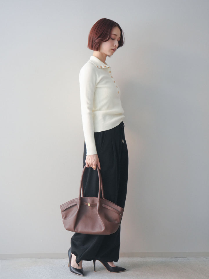 [予約]裾ドロストタックスウェットパンツ/black