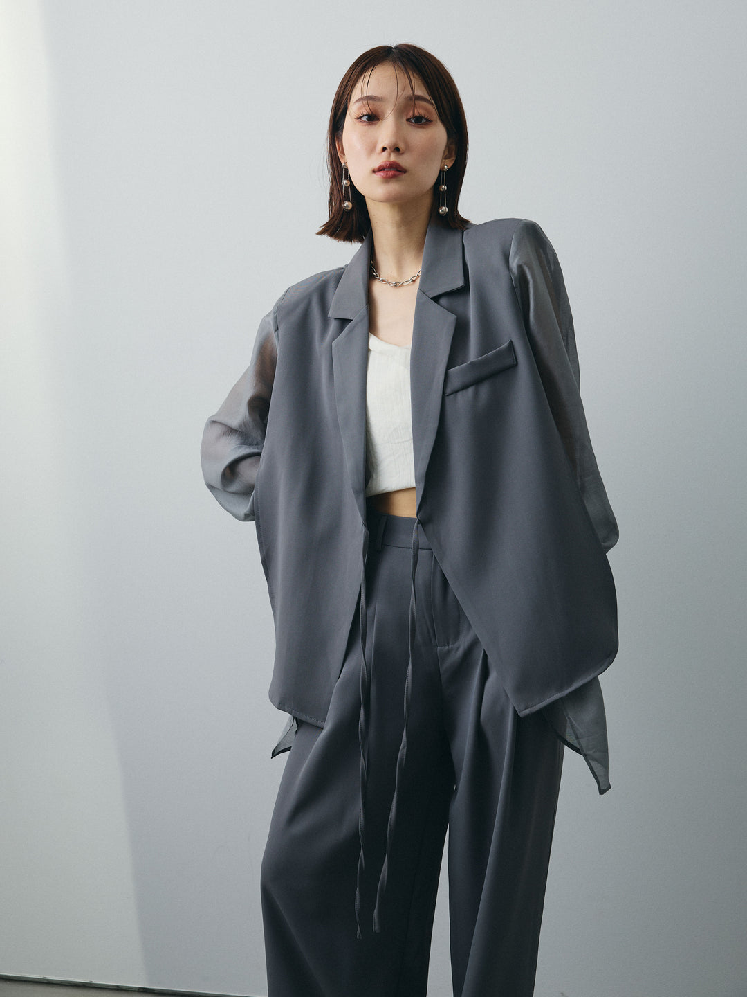 [SET]シアー切替テーラードジャケット+シアー切替テーラードジャケット(2set)